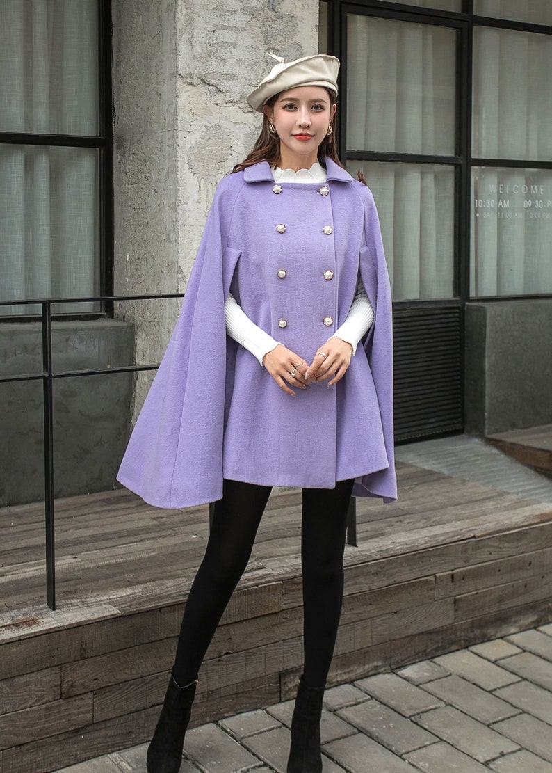 purple cape coat