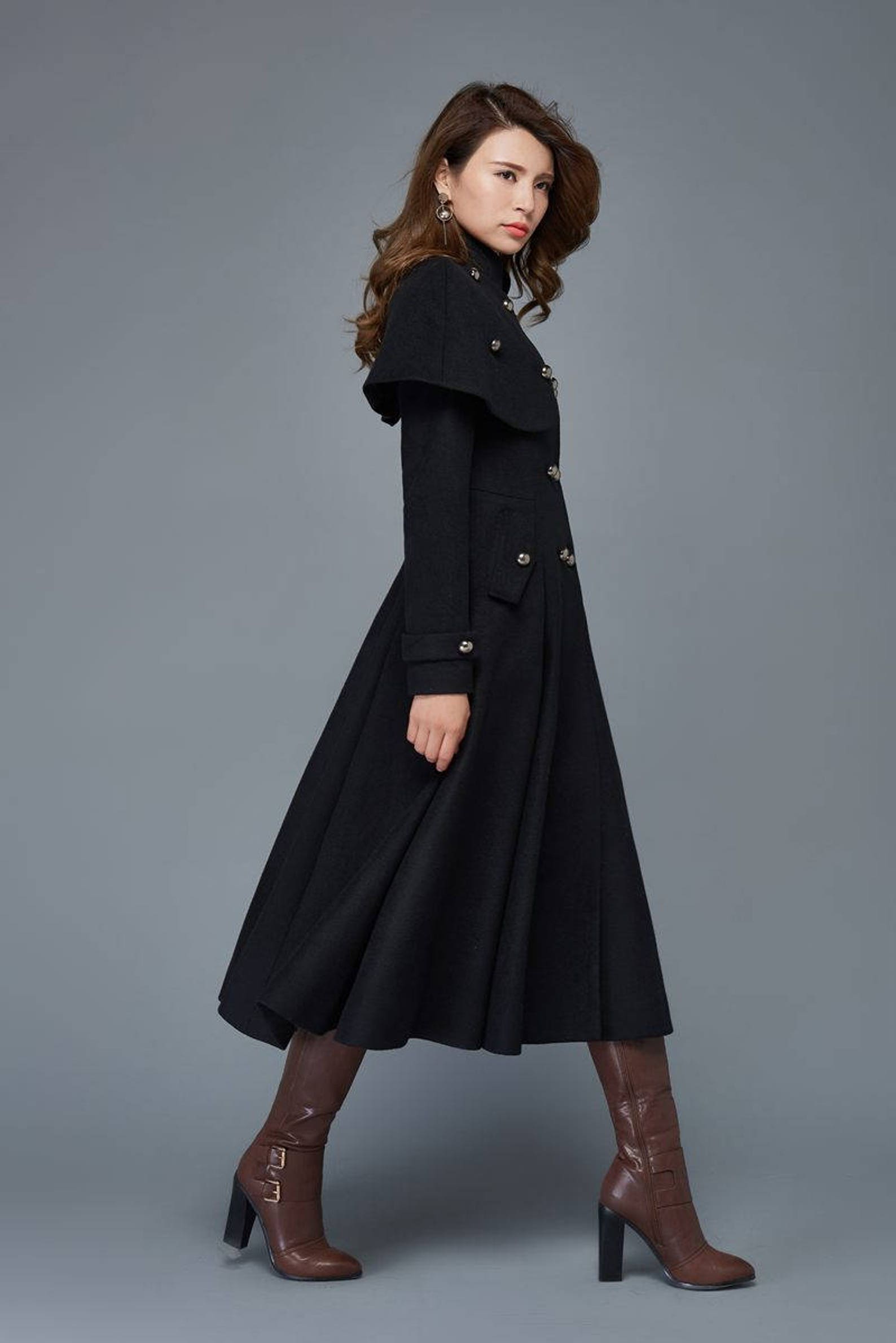Wool Princess Coat Long Fit & Flare DoubleBreasted Tailored Etsy