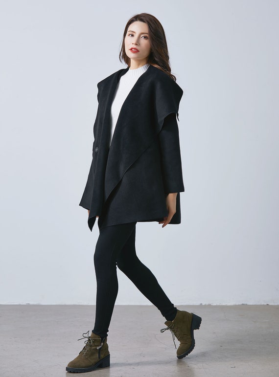 Black Wrap Coat, Wool Wrap Coat, Plus Size Coat, Black Wool Jacket, Black Overcoat, Oversized Collar Jacket, Hipster Jacket, Ylistyle C1687 - Etsy Black Wrap Coat, Wool Wrap Coat, Plus Size Coat, Black Wool Jacket, Black Overcoat, Oversized Collar Jacket, Hipster Jacket, Ylistyle C1687 - Etsy
