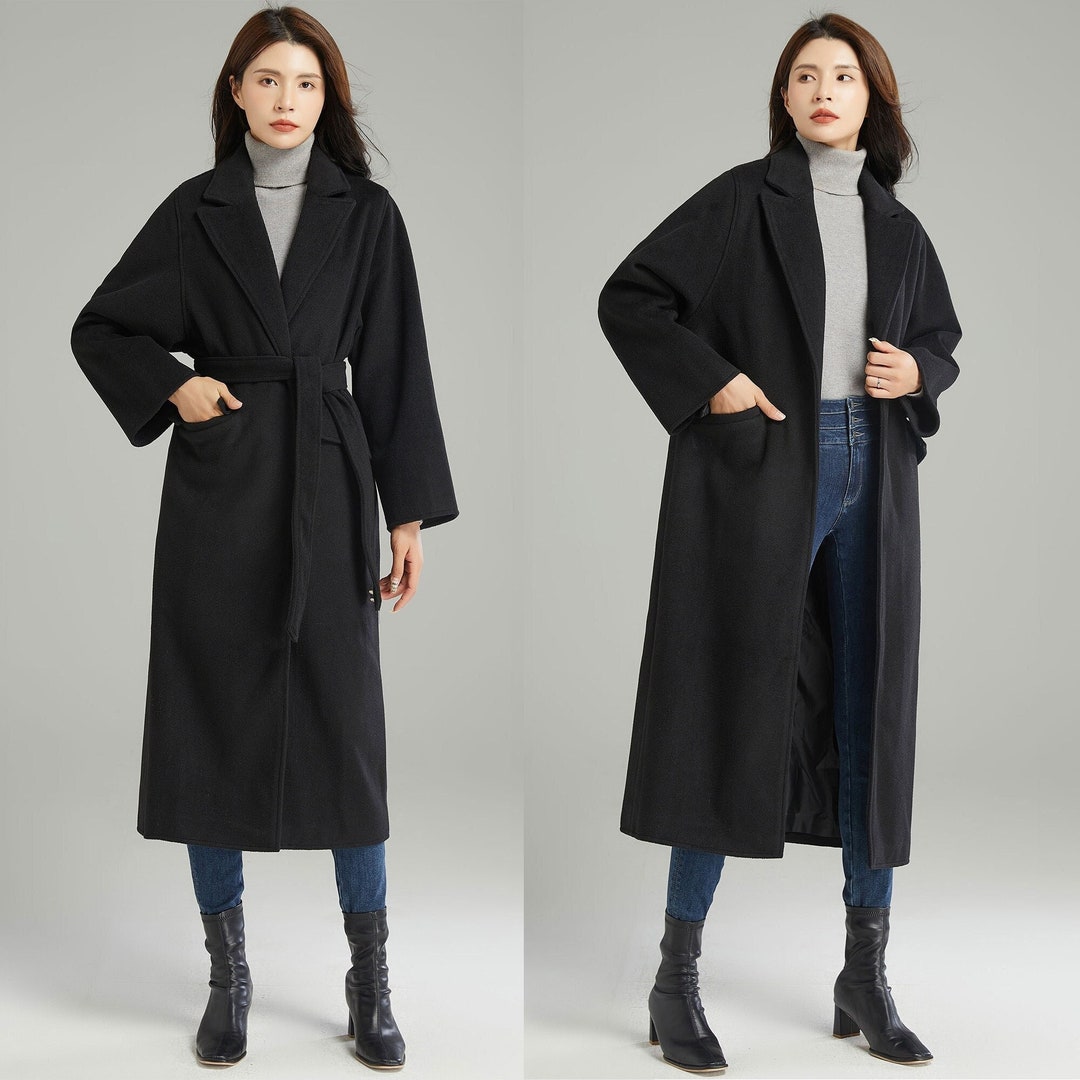 Elegant Long Belted Winter Wrap Coat