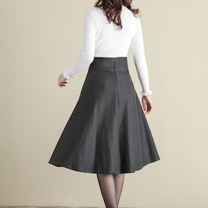 Women's Wool Midi Skirt in Grey, Winter Skirt, Thick A Line Wool Skirt, Flared Skirt, High Waist Full Skirt, Vintage Inspired Skirt C2518 image 6