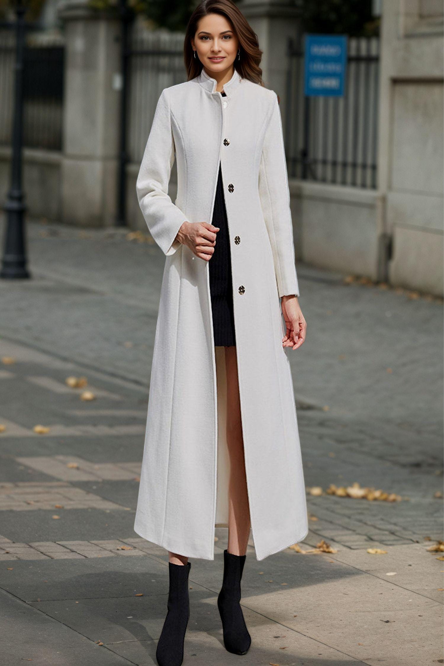 Long Wool Coat, White Wool Coat, Womens Wool Coat, Warm Winter