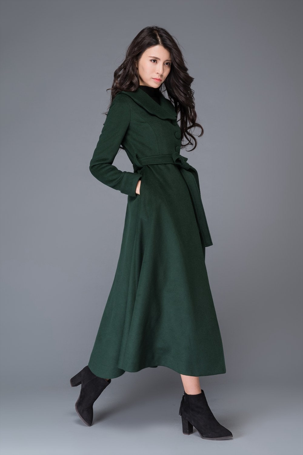 Princess coat vintage wool coat long wool coat women Green Etsy