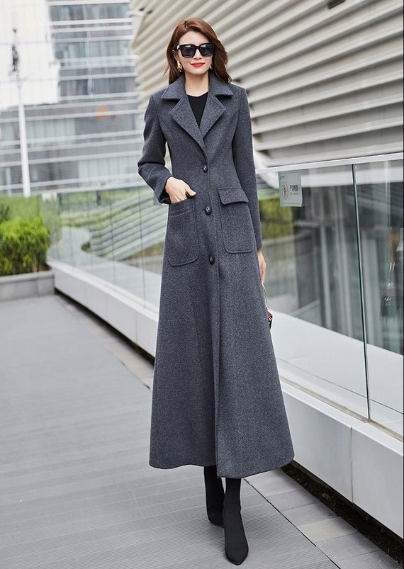 Long Gray Wool Coat, Women's Wool Coat, Warm Winter Wool Coat