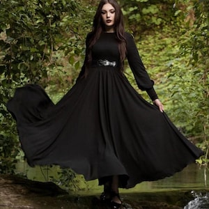Black Chiffon Maxi Skirt, Long Chiffon Skirt, Women&#39;s Swing Skirt, High Elastic Waisted Skirt, Plus Size Full Skirt, Handmade Skirt, C2895