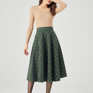 Plaid Wool Skirt, Midi Wool Skirt, A line Skirt, Winter Skirt Women, Swing Skirt, Skirt with Pockets, Handmade skirt, Ylistyle C3686 image 8