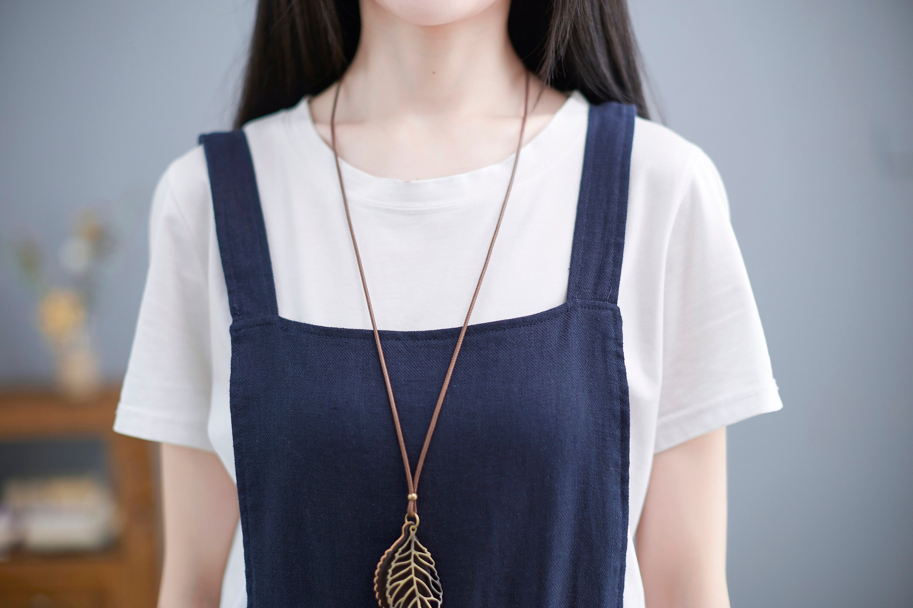 Pinafore Dress- Pink Linen main image 1