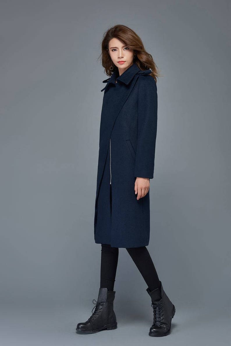 Winter coats for women navy blue wool coat mid length coat Etsy