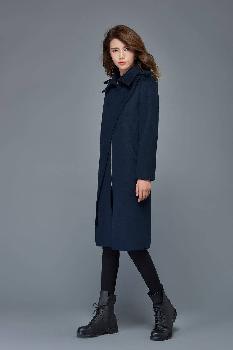 Winter coats for women navy blue wool coat mid length coat Etsy