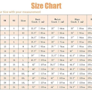 Size Guide, Size Chart, Custom made order, Extra fee