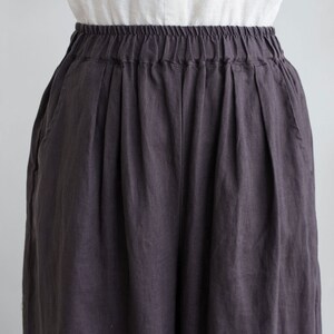 Pantalones de lino de pierna ancha, pantalones palazzo para mujer, pantalones cortos, pantalones de lino con cintura elástica, pantalones de mujer, pantalones de verano primavera C1916 imagen 6