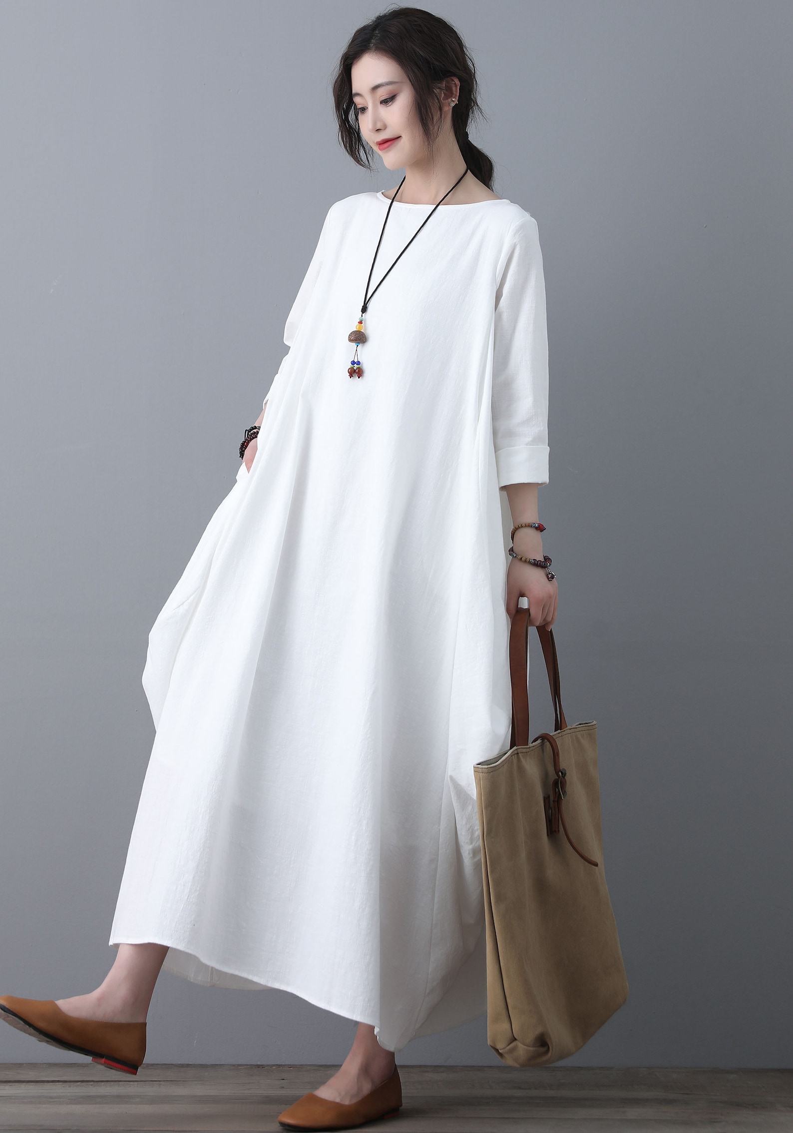 Long Linen Maxi Dress Long Sleeve Linen Dress White Dress - Etsy