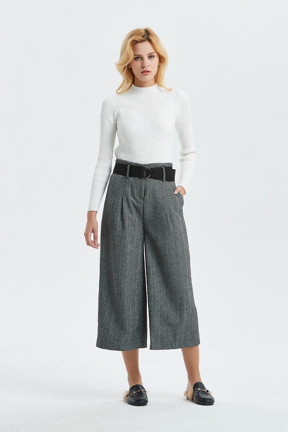 gray wool pants winter wool pantsmidi womens pantswinter Etsy