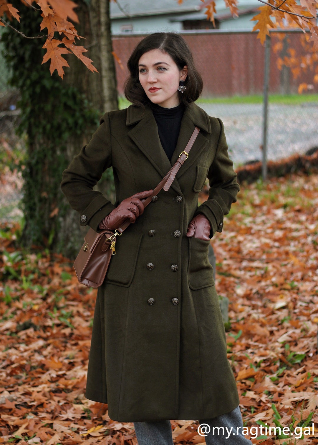 Wool Coat, Army Green Wool Coat, Military Coat Women, Double Breasted ...