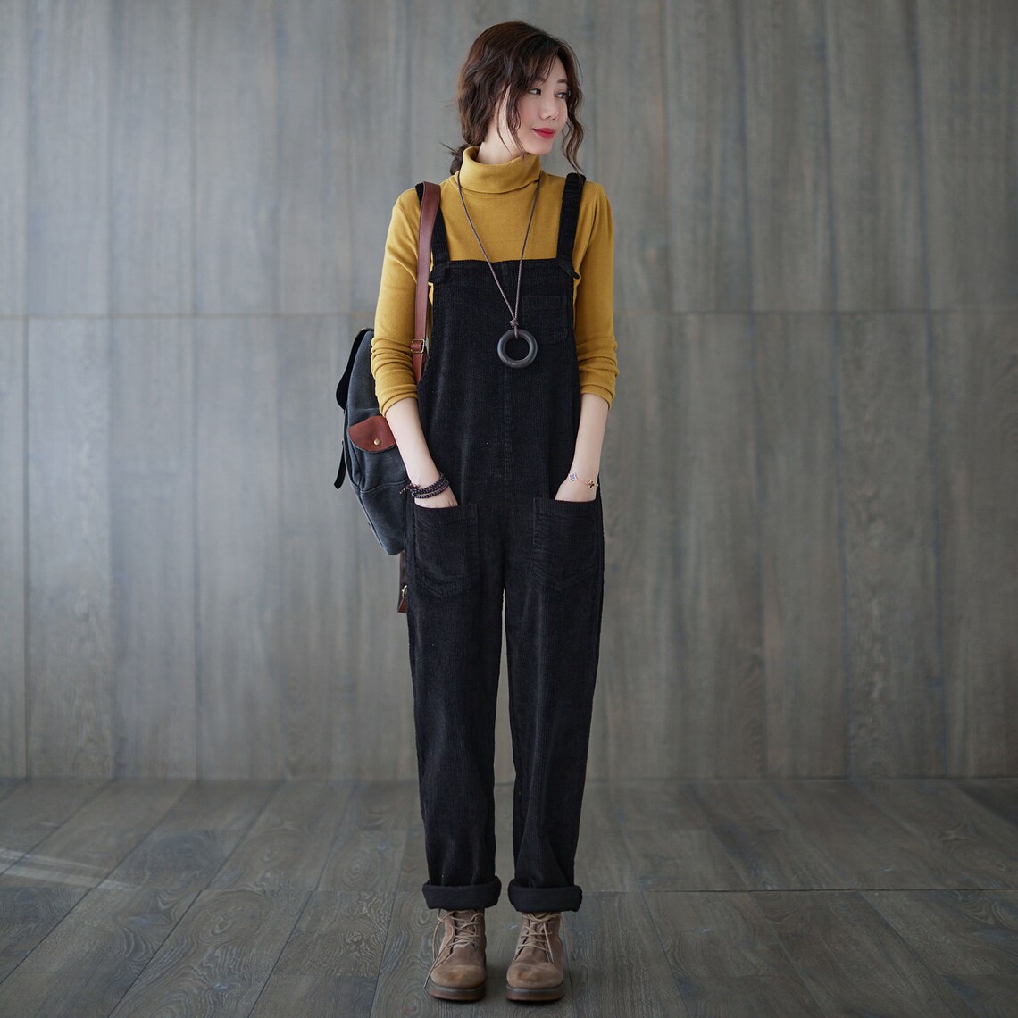 Gray Corduroy overalls Overalls women Oversized wide leg Etsy