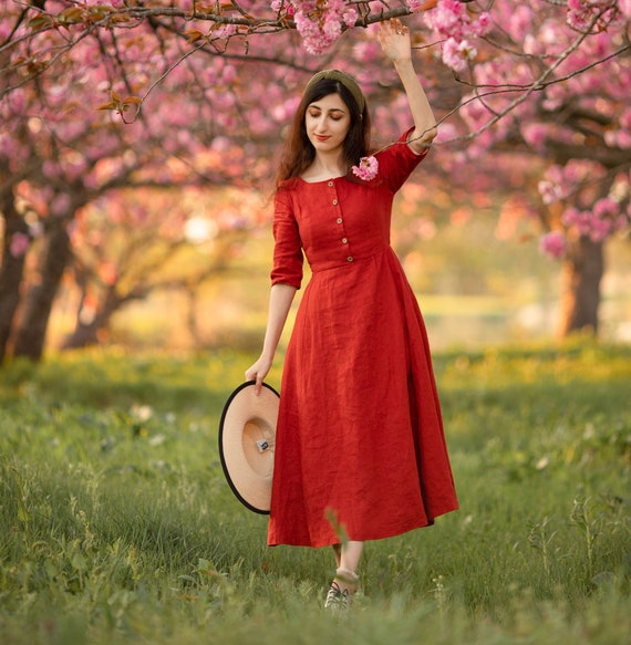 knee length dresses for ladies Lucy Linen Shirt Dress