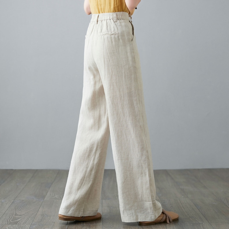High Waist Linen Wide Leg Pants