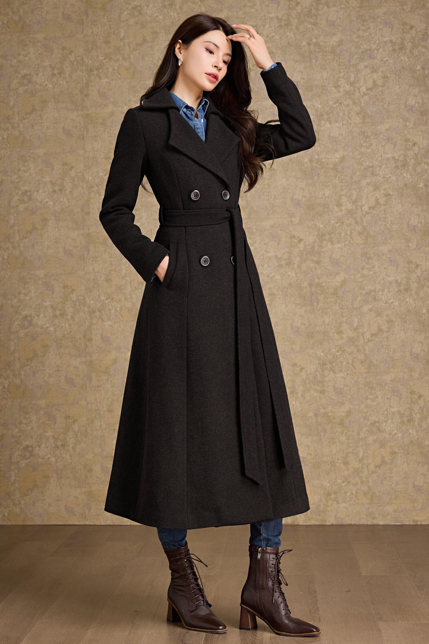 Wool Trench Coat, Winter Warm Wool Coat, Long Wool Coat