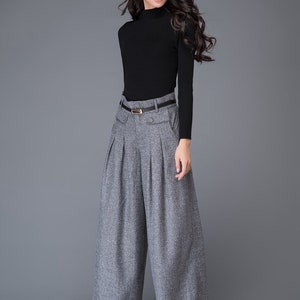 Wide Leg Pants, Wool Pants, Palazzo Pants in Gray, Maxi Wool Pants ...