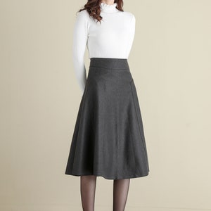 Women's Wool Midi Skirt in Grey, Winter Skirt, Thick A Line Wool Skirt, Flared Skirt, High Waist Full Skirt, Vintage Inspired Skirt C2518 image 4