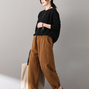 Winter Slacks Corduroy pants, Retro Thicken Corduroy Pants, women Loose Pants, Brown pants, Handmade Pants, Ylistyle C1812 image 5