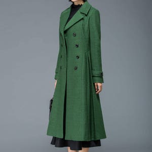 Wool coat, Long wool coat, winter coat women, womens coat, wool coat women, classic coat, green coat, double breasted coat, Ylistyle C1171 image 5