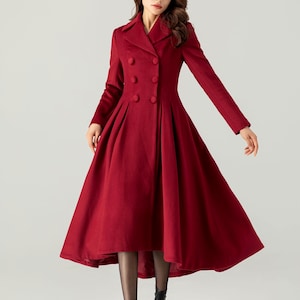 Abrigo de lana, abrigo de lana princesa, abrigo largo de lana, abrigo de lana de vestir, abrigo de invierno para mujer, abrigo de lana de corte A, abrigo hecho a mano, Ylistyle C3694 imagen 3