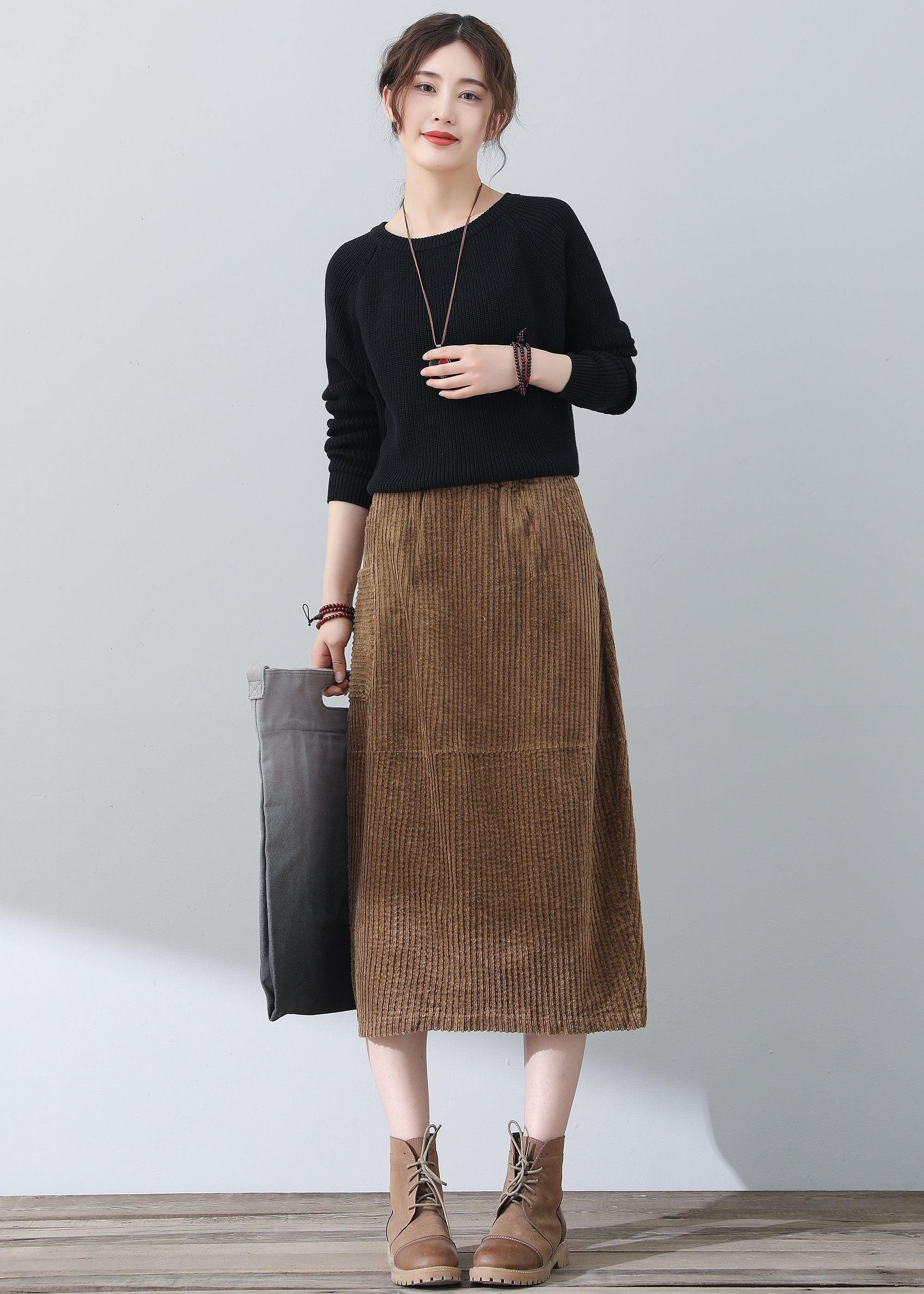 Brown corduroy skirt deals 60
