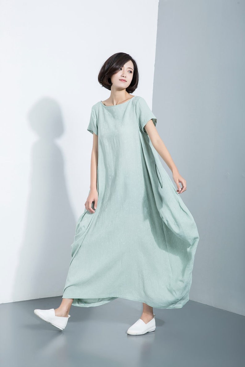 Linen cotton dress short sleeve Linen dress loosefitting Etsy