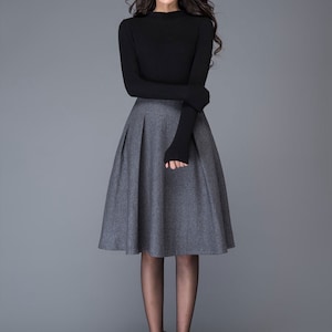 Gray wool skirt, Autumn winter Midi wool skirt, winter skirt women, Gray Wool Skirt with pockets, A Line wool skirt, wool clothing C1003 image 4