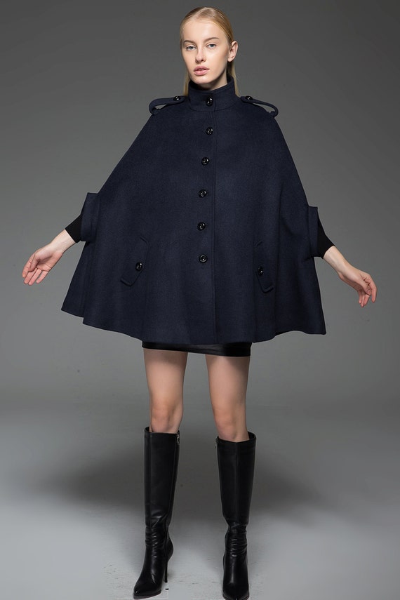 Cape coat wool cape womens cape winter cape blue cape Etsy Cape coat wool cape womens cape winter cape blue cape Etsy