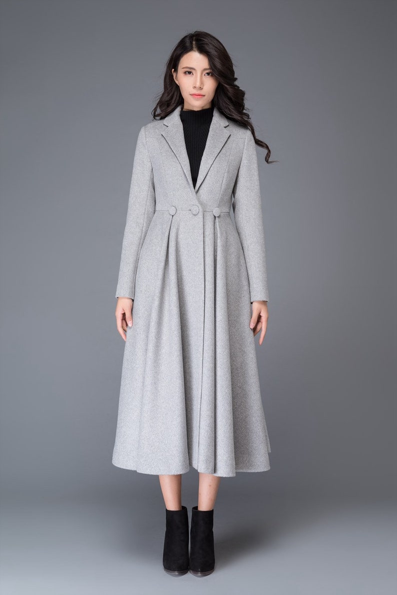 Long Wool Princess Coat, Swing wool Coat, Fit &Flare Coat, Women's Winter Wool Coat, Winter Wedding Coat, Retro Maxi wool Coat C996 image 3