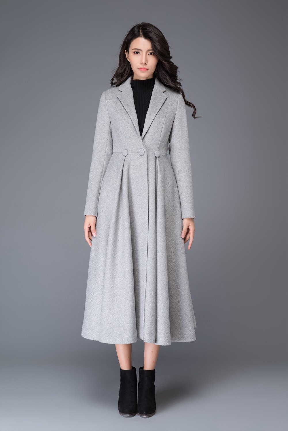 Long Wool Princess Coat Swing wool Coat Fit &Flare Coat | Etsy