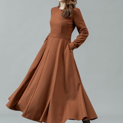 Autumn Winter Woolen Pinafore Dress With Pocketschic Midi Dress for Layeringelegant Vintage Style Beige/taupe Wool Dress L0694 - Etsy Autumn Winter Woolen Pinafore Dress With Pocketschic Midi Dress for Layeringelegant Vintage Style Beige/taupe Wool Dress L0694 - Etsy