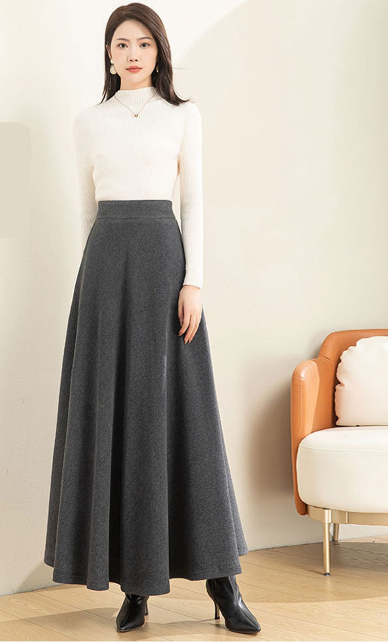 Beige Long Wool Skirt A-line Maxi Wool Skirt Wool Skirt - Etsy