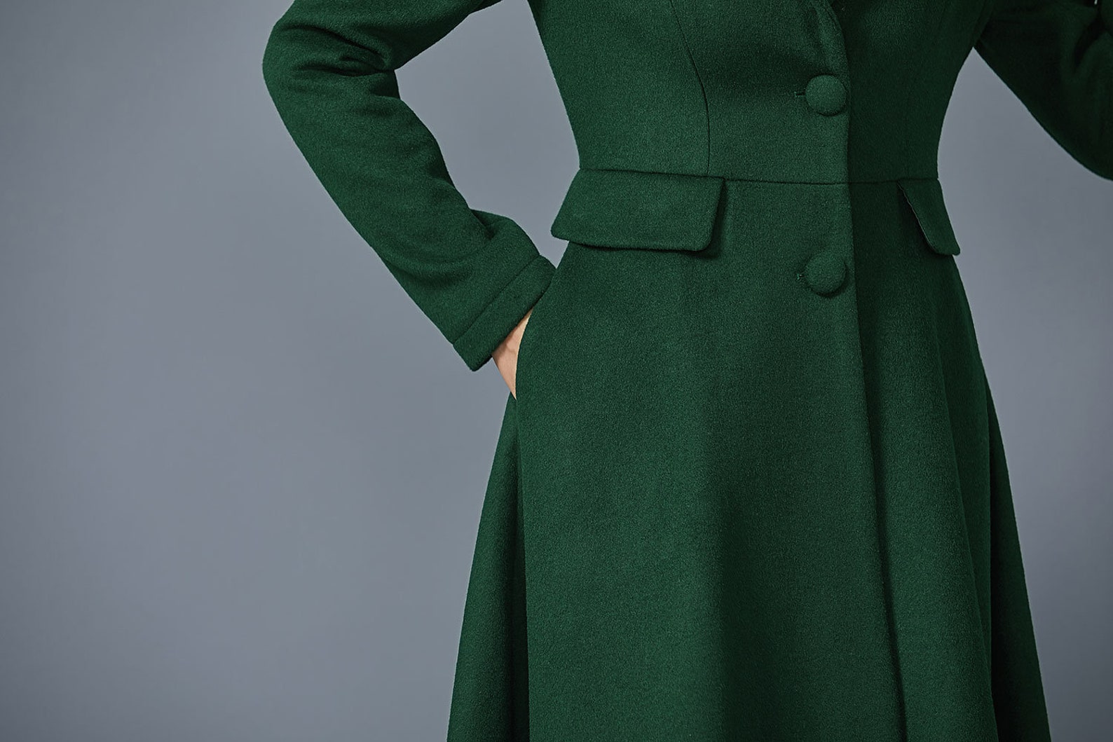 WOOL LONG COAT (GREEN)