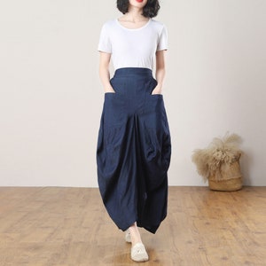 Asymmetrical linen skirt, Long Linen skirt women, Skirt with Pockets, Casual Linen Skirt, Plus Size Skirt, Handmade skirt, Ylistyle C3273 image 2