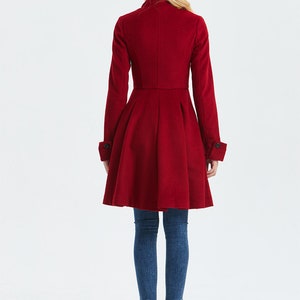 Red wool coat, wool coat women, military coat, winter coat women, women coat, Modern wool coat, Warm winter coat, Custom coat C1329 image 5