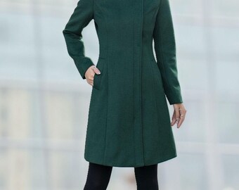 Retro green Long winter wool coat 3221 – XiaoLizi