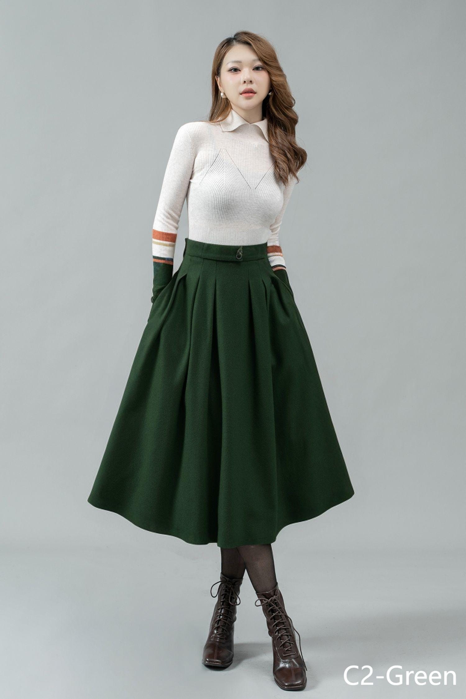 スカート LENINA CIEL wool pleats skirt_BROWN Vintage Celine 70s Wool Horsebit Brown Pleated Skirt | eBay