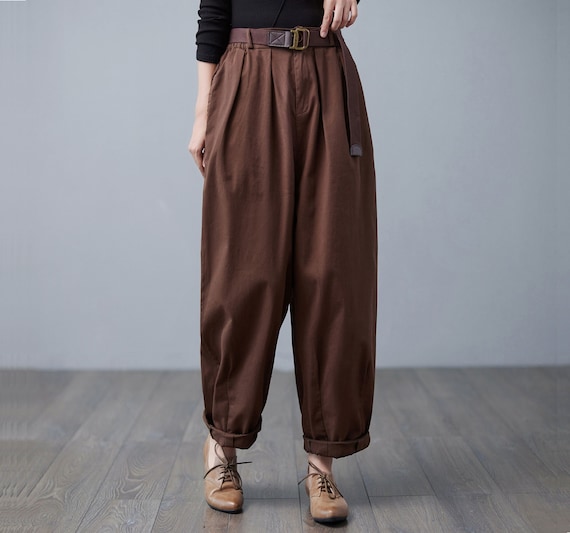 Long Tapered Baggy Pants Women Wide Leg Harem Pants Spring - Etsy