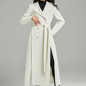 White Wool Coat Long Wool Coat Asymmetrical Wool Coat Wool - Etsy