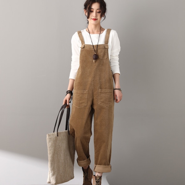 Floral Corduroy Overalls