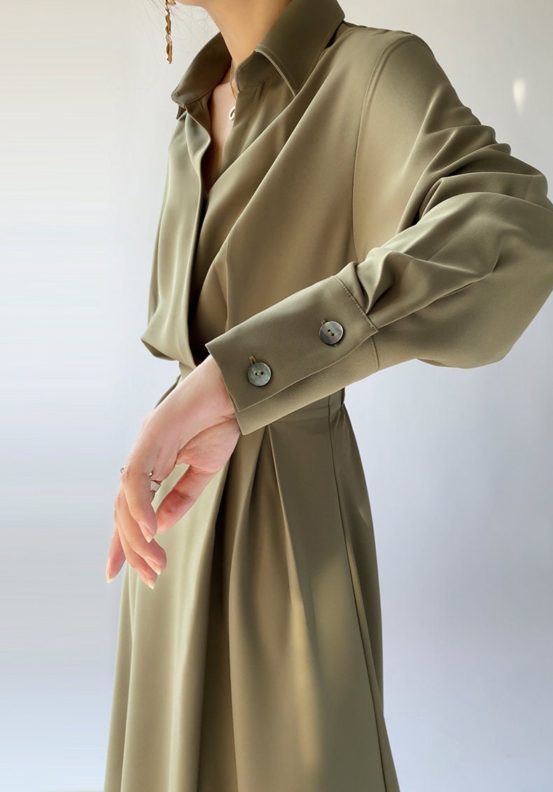 Black Midi Shirt Dress, Long Sleeve Shirt Dress, Loose Black Midi Shirt Dress, Long Sleeve Shirt Dress, Loose