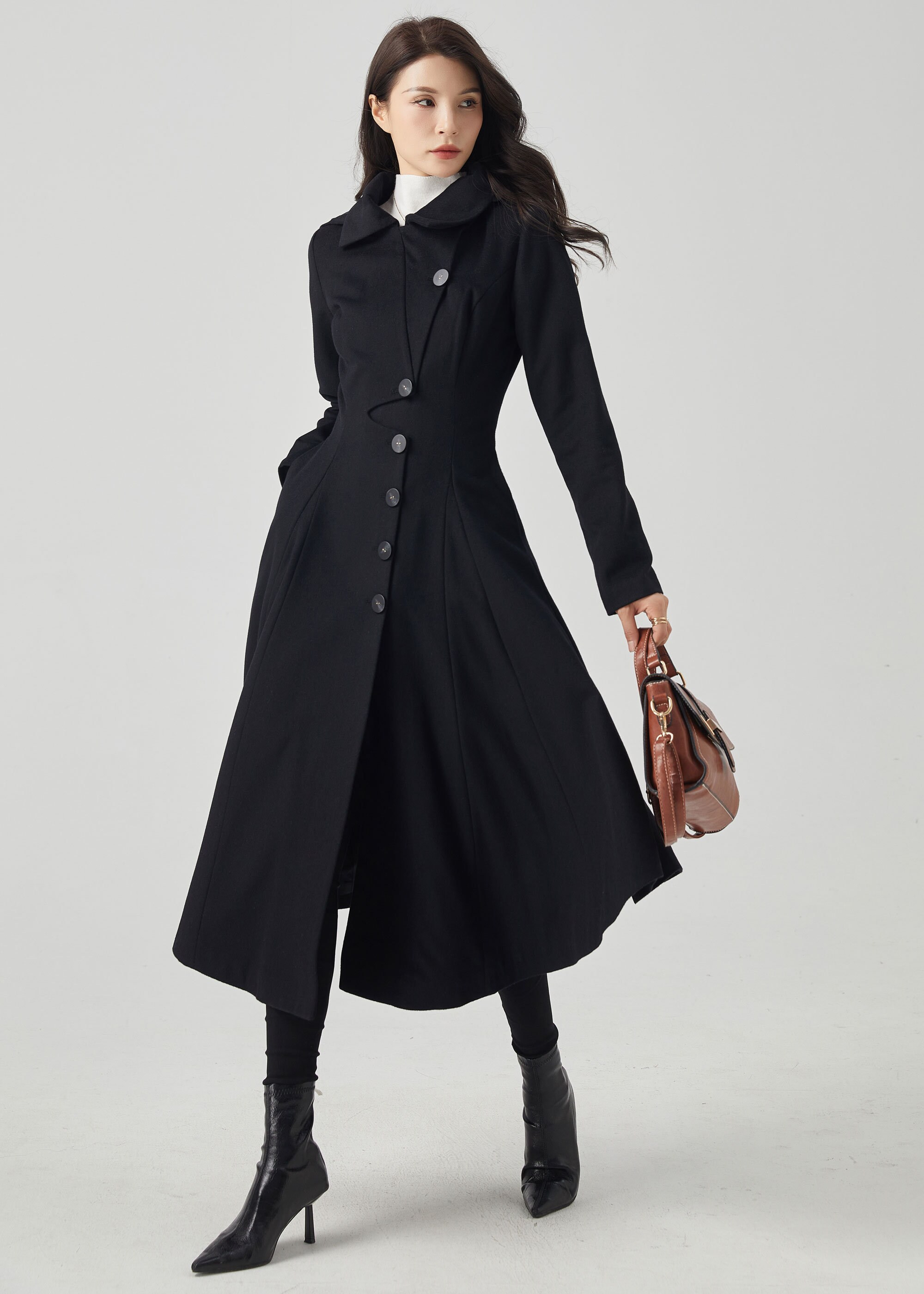 Hooded Wool Coat Women, Blue Wool Winter Coat, Asymmetric Hooded Wool Coat Women, Blue Wool Winter Coat, Asymmetric