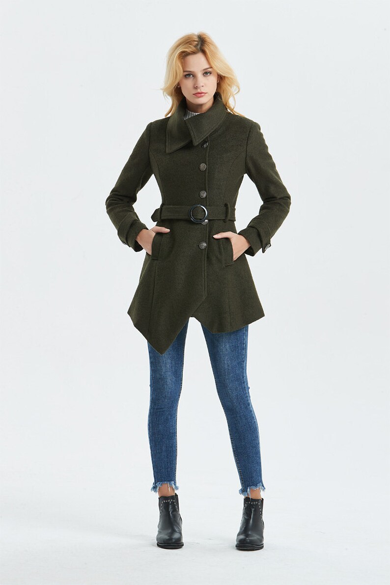 green wool coat womens