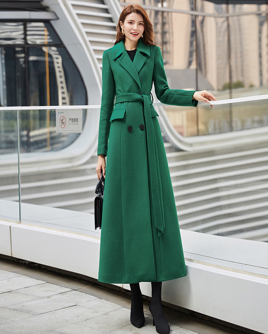 Emerald Green Wool Coat Maxi Wool Long Coat Doublebreasted Etsy
