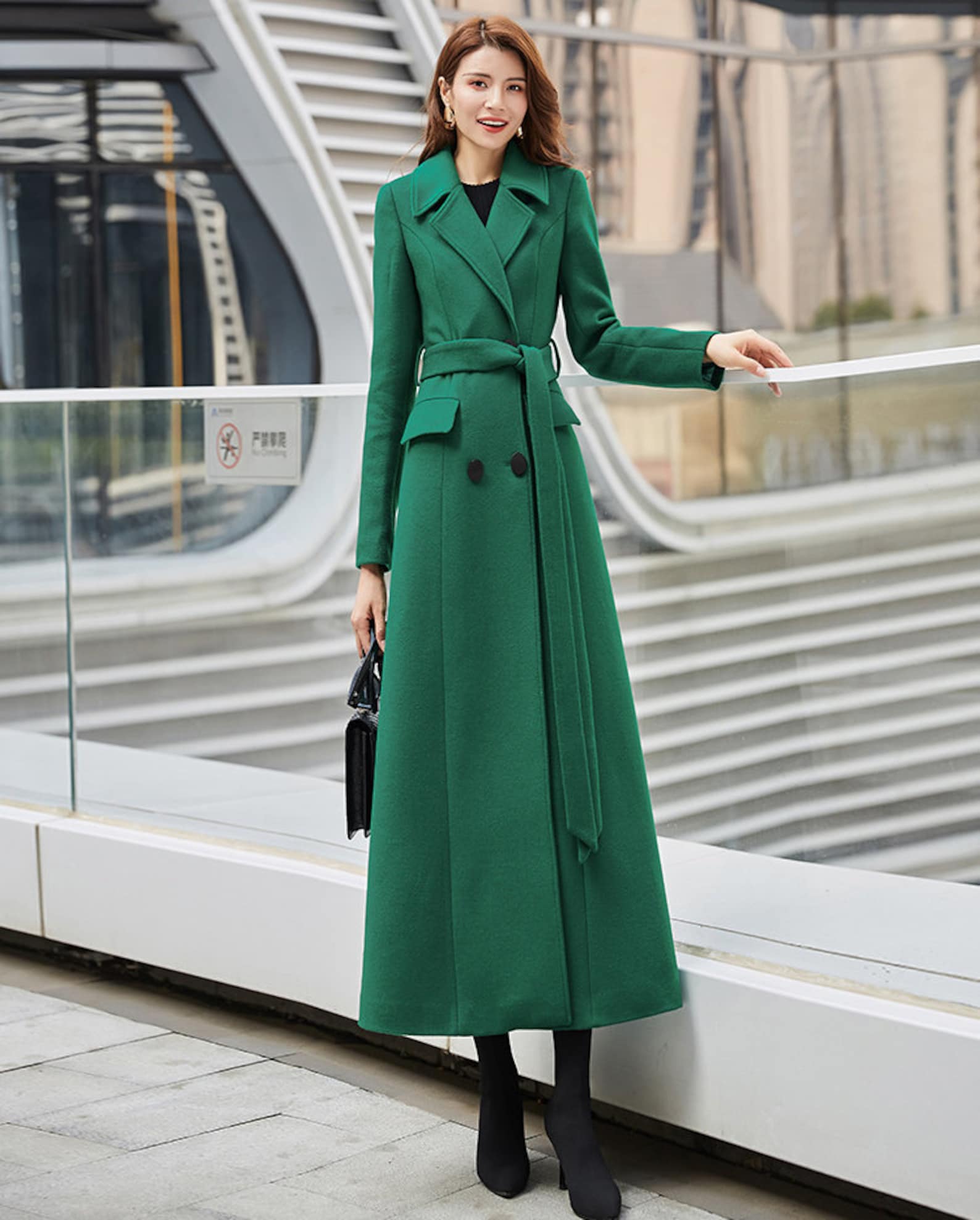 Emerald Green Wool Coat Long Wool Coat Double-breasted Wool - Etsy