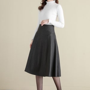 Women's Wool Midi Skirt in Grey, Winter Skirt, Thick A Line Wool Skirt, Flared Skirt, High Waist Full Skirt, Vintage Inspired Skirt C2518 image 5
