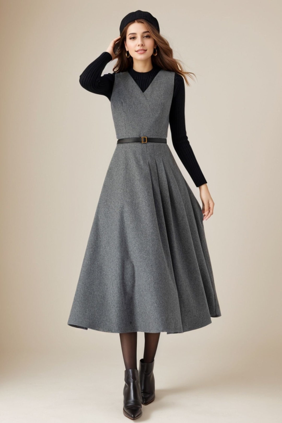 ANDMARY Helen knit flare mini dressグレー Helen knit flare mini dress